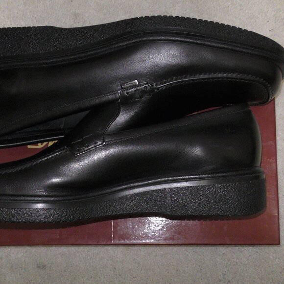 Vintage Salvatore Ferragamo Black Calf Leather Square Toe Loafers Mens 10.5 D main image 12